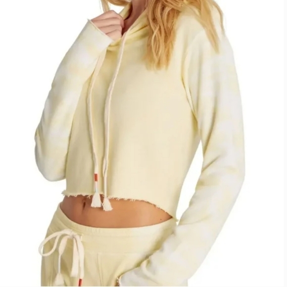 Wildfox Broken Dreams Cropped Hoodie Lemon Meringue Tie Dye Yellow - Picture 1 of 9